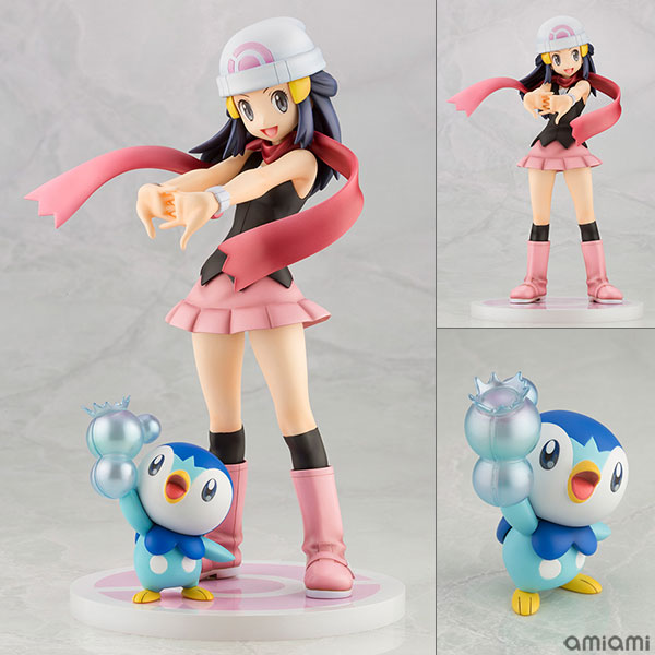 ARTFX J 『ポケットモンスター』シリーズ ヒカリ with ポッチャマ 1/8 完成品フィギュア[コトブキヤ]パートナーのポッチャマも可愛らしいフォルムにこだわって制作！キラキラとかがやく瞳やあわの表現にも注目です。