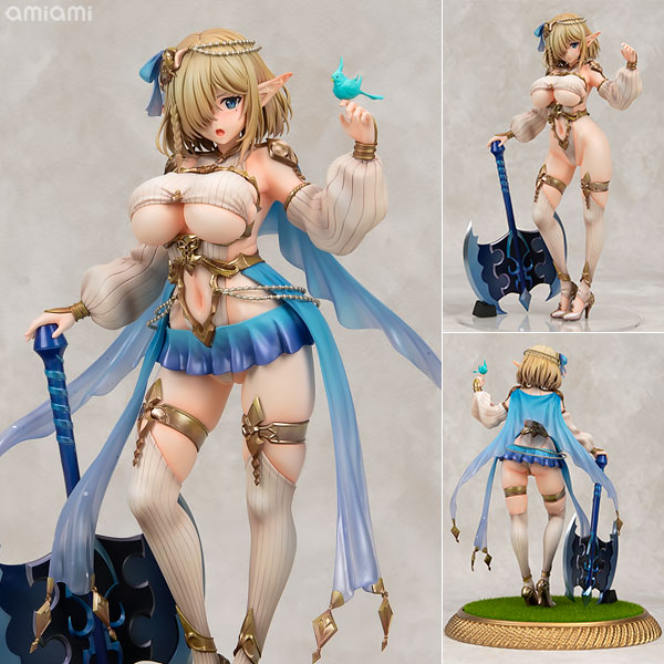 エルフ村 第5村人 ククル アンテナショップ限定版 1/6 完成品フィギュア[ヴェルテクス]片目を隠してクールなたたずまいで登場。魔法鉱物をイメージした巨大な斧と、しなやかな肢体のコントラストをお楽しみください。