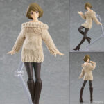 figma Styles figma 女性body(チアキ) with オフショルセーターワンピ[マックスファクトリー]「チアキ」が肌見せのセクシーなセーター姿で登場。表情は「笑顔」と「舌出しウィンク顔」。セーターは実際に編み込んだ糸でできており、伸縮性があります。