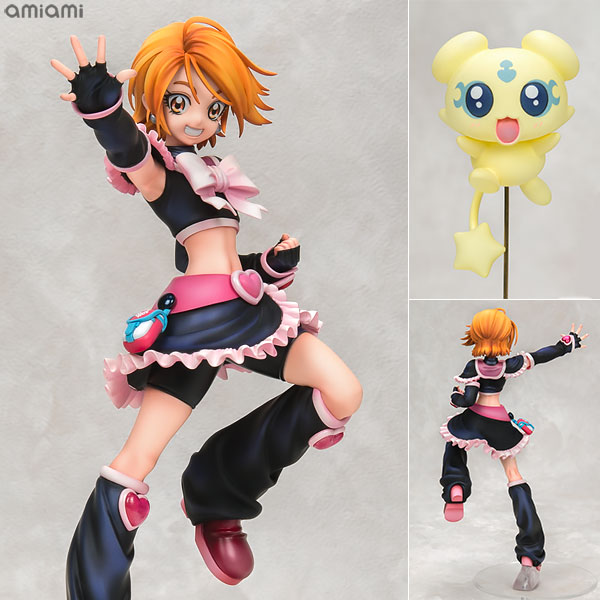 ふたりはプリキュア キュアブラック 完成品フィギュア[メガハウス]黒とピンクを基調としたおなじみの衣装は、特徴的なブーツや手甲・コミューンケースやフリルの先に至るまで神経を配り造形しました。