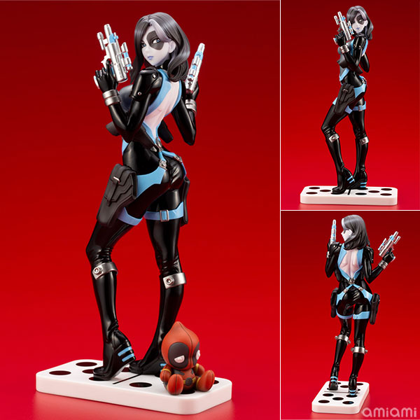 MARVEL美少女 MARVEL UNIVERSE ドミノ[コトブキヤ]「幸運」を操るミュータント、ドミノ！愛用の2丁拳銃を両手に、こちらをクールに見つめる視線と落ち着いた立ち姿。彼女の魅力と個性が光るフィギュアとなりました。