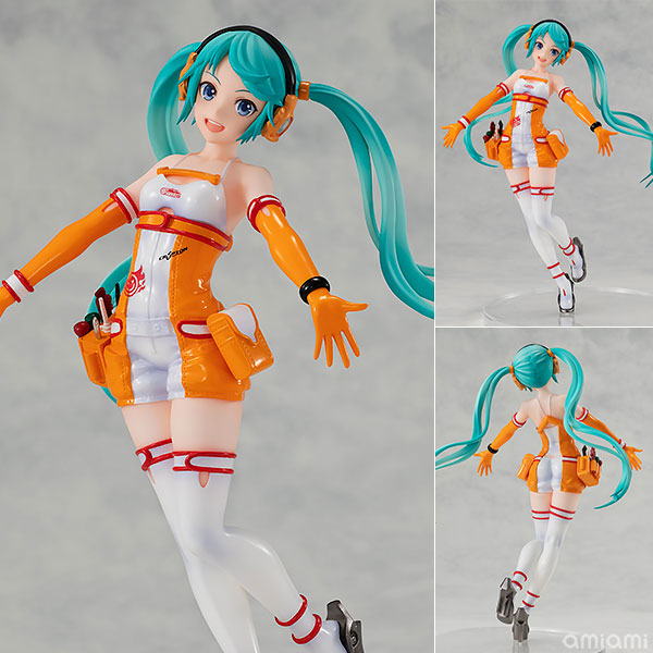 初音ミク GTプロジェクト POP UP PARADE レーシングミク 2010 Ver. 完成品フィギュア[グッドスマイルレーシング]redjuice氏によるレーシングミクの衣装デザインはメカニックがイメージソース。工具やヒールなど素材の質感の違いが見どころ！