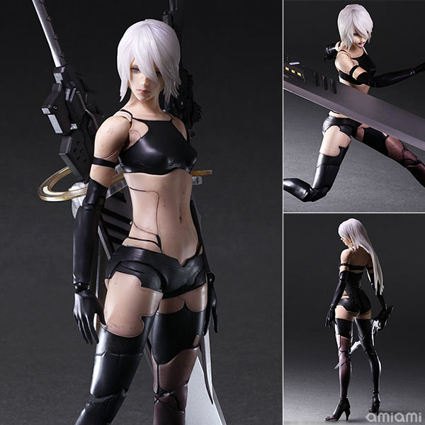 ニーア オートマタ PLAY ARTS改 〈ヨルハ A型 二号 DX版〉[スクウェア・エニックス]DX版には交換用の短髪、叫び顔、大剣四〇式斬機刀や剣マウント用のマウントパーツにリングエフェクト、自爆モードの換装用ボディパーツも付属する豪華仕様。