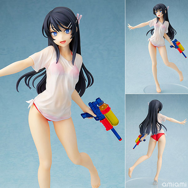 青春ブタ野郎はバニーガール先輩の夢を見ない 桜島麻衣 水鉄砲デートver. 1/7 完成品フィギュア[キャラアニ]濡れたTシャツから見える水着がキュート！海辺のデート気分が味わえる仕上がりになりました。先輩との甘いひと時を是非。