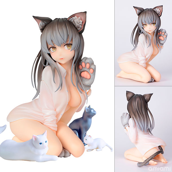 こーやふ「猫娘 ミア 限定版」 1/7 完成品フィギュア[DCTer]無邪気な表情と体の輪郭、もふもふの猫耳、ボタンをかけていないシャツから見え隠れするもっちりとした肌が、ご主人様を魅了します。