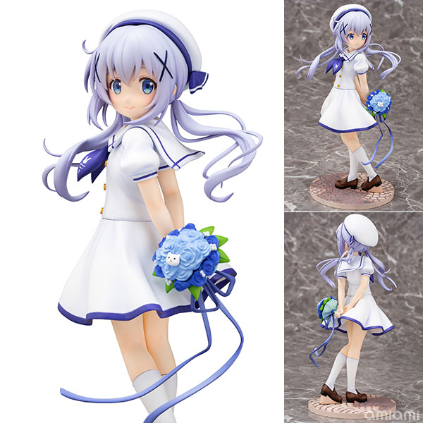 ご注文はうさぎですか？？ チノ(Summer Uniform) 1/7 完成品フィギュア[プラム]爽やかな色合いで纏まったワンピーススタイルの制服は、風になびくスカートのふわりとした造形や柔らかそうなパフスリーブなど丁寧に作り込んでいます。