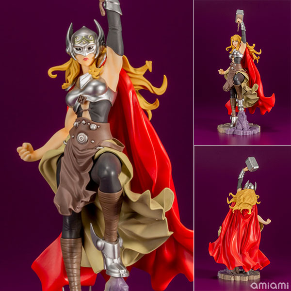 美少女 MARVEL UNIVERSE ソー(ジェーン・フォスター) 1/7 完成品フィギュア[コトブキヤ]2016年、山下しゅんや氏によりいち早くBISHOUJO化されたゴッデスオブサンダー。その突如登場したレディ・ソーの謎に包まれた正体は、あのジェーン・フォスターだった！
