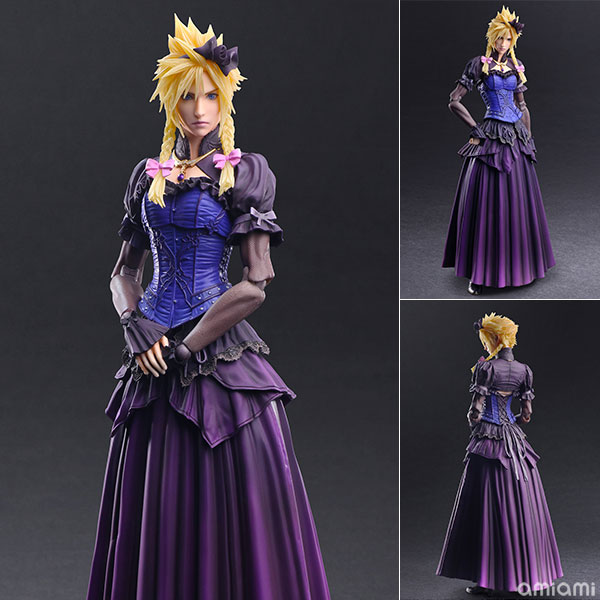 ファイナルファンタジー VII リメイク PLAY ARTS改 クラウド・ストライフ – ドレス Ver.-[スクウェア・エニックス]クラウドの精悍な印象は残しつつ、髪飾りをつけメイクを施し、おさげ髪となった意外性ある姿を表現。