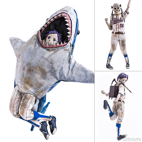 漫画『ドロヘドロ』より、1/6スケール可動フィギュア「フィグゼロ 恵比寿(平和シャークスマスコットバージョン)」が登場！野球チーム「平和シャークス」のユニフォームを纏い、さらにフィギュアが実際に着込めるサメのマスコット着ぐるみ衣装も付属！ミズギギャールヲカミクダクッ♪