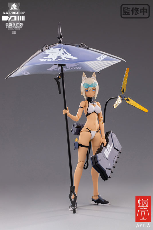 『G.N.PROJECT』第1.5弾 WOLF-001 水着素体・武装セット 1/12 完成品アクションフィギュア[蝸之殼スタジオ]夏だ！ビーチだ！分厚いアーマーを外すと、普段クールな表情しか見せないウルフちゃんがかわうぃー水着っ娘に大変身！